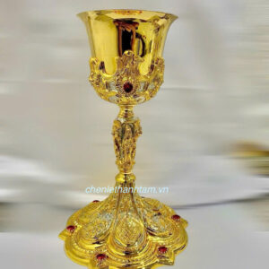 Chén lễ xi vàng  gắn đá -CLXV043